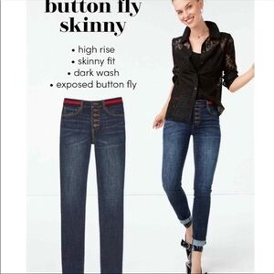 CABI Dark Blue Button Fly Skinny Jeans
